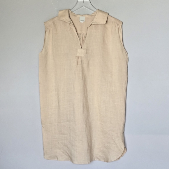 Anthropologie Irene's Story 100% Linen Sleeveless Boho Lagenlook Mini Dress L - Picture 8 of 8